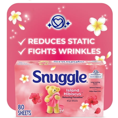 Snuggle Fabric Softener Dryer Sheets, Island Hibiscus & Rainflower, 80 Count