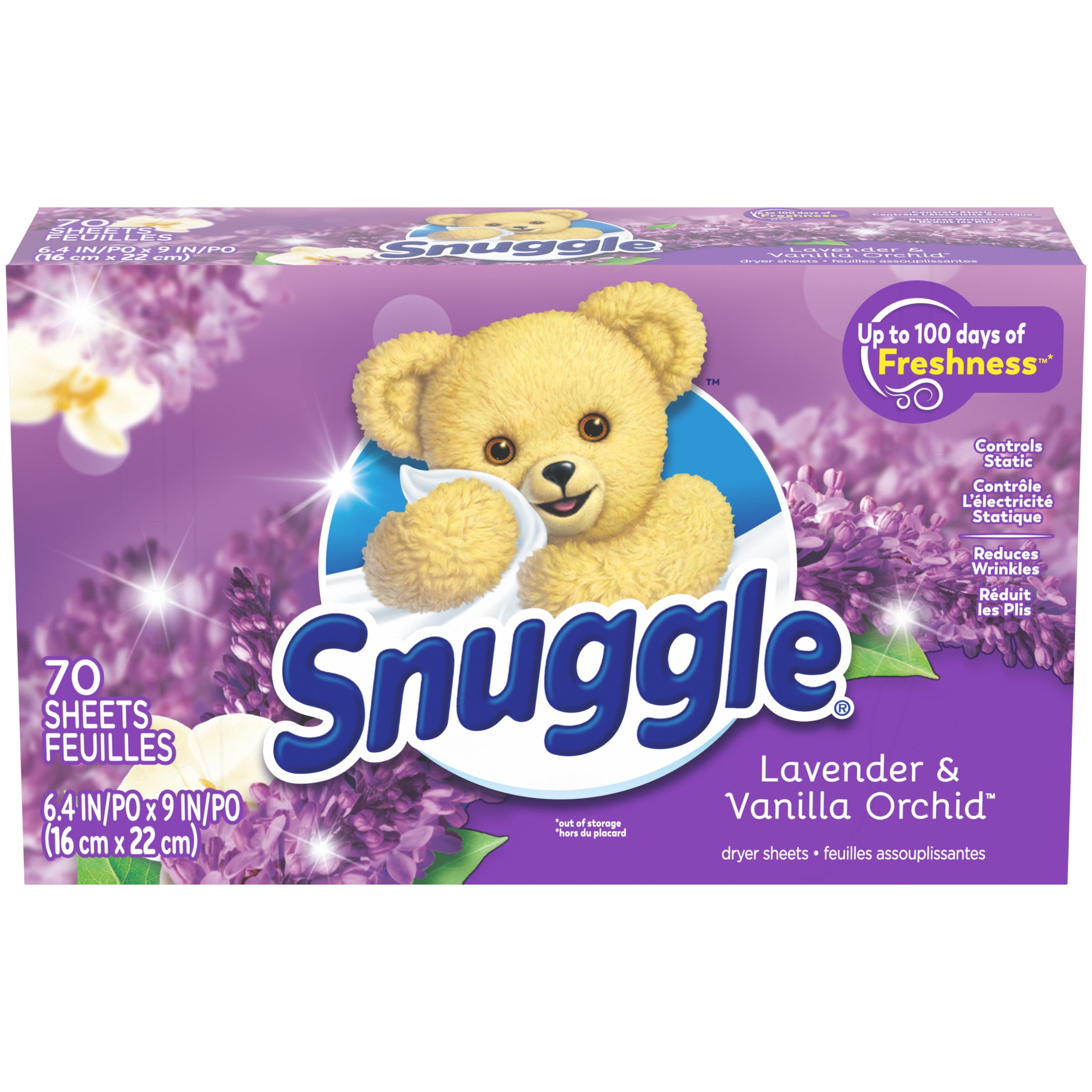 Snuggle Exhilarations Fabric Softener Sheets, Lavender & Vanilla Orchid, 70 Count