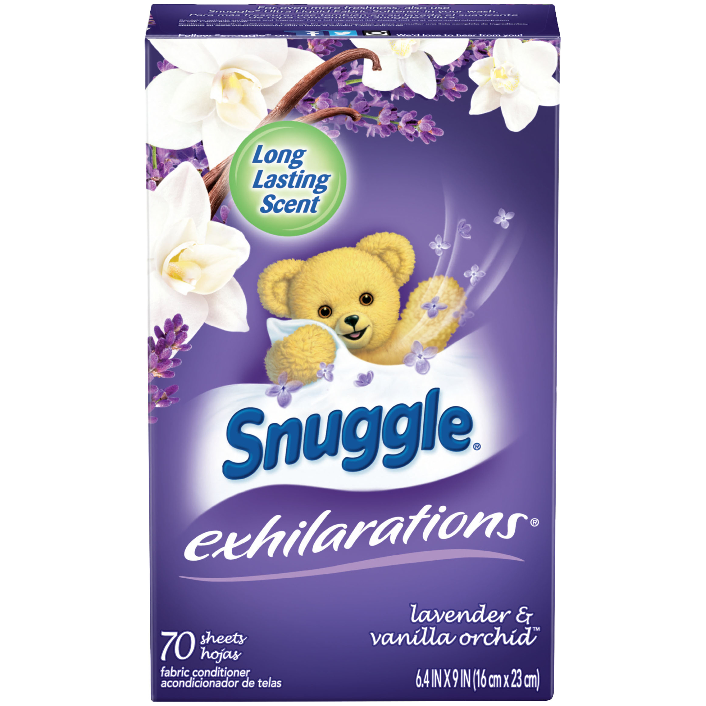 Snuggle  Fabric Softener Dryer Sheets, Lavender & Vanilla Orchid, 70 Count - image 1 of 5