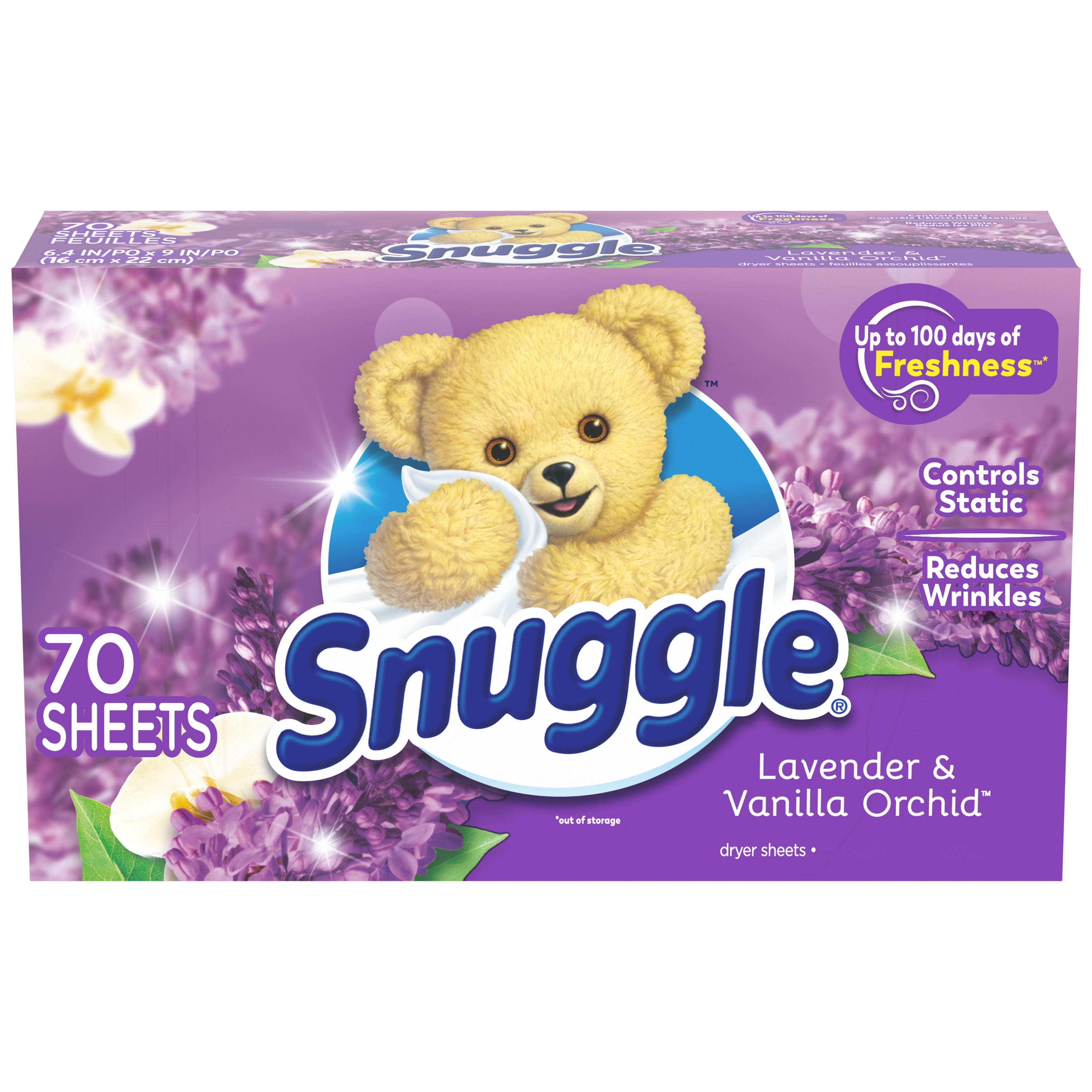 Snuggle Fabric Softener Dryer Sheets, Lavender & Vanilla Orchid, 70