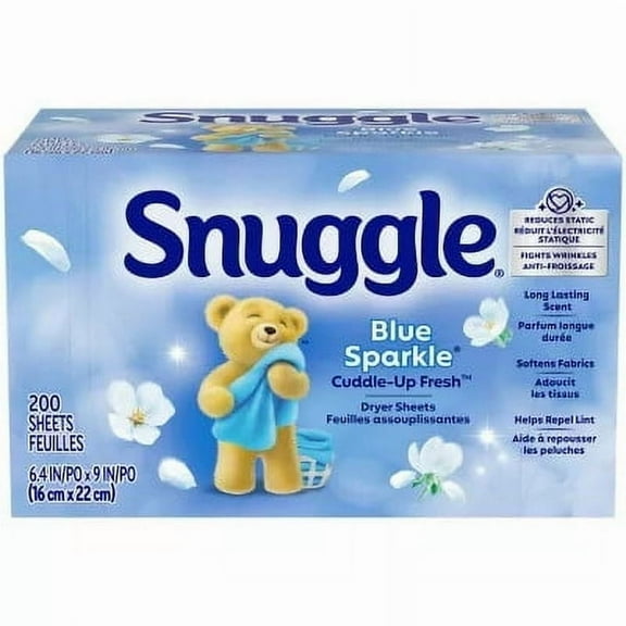 Snuggle Fabric Softener Sheets, Blue Sparkle, 200 Count 1 Pack