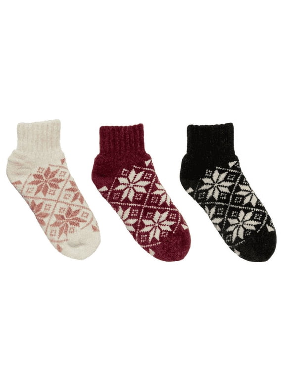 Snuggle Feet Women's Chenille Sherpa Booties, Grippers