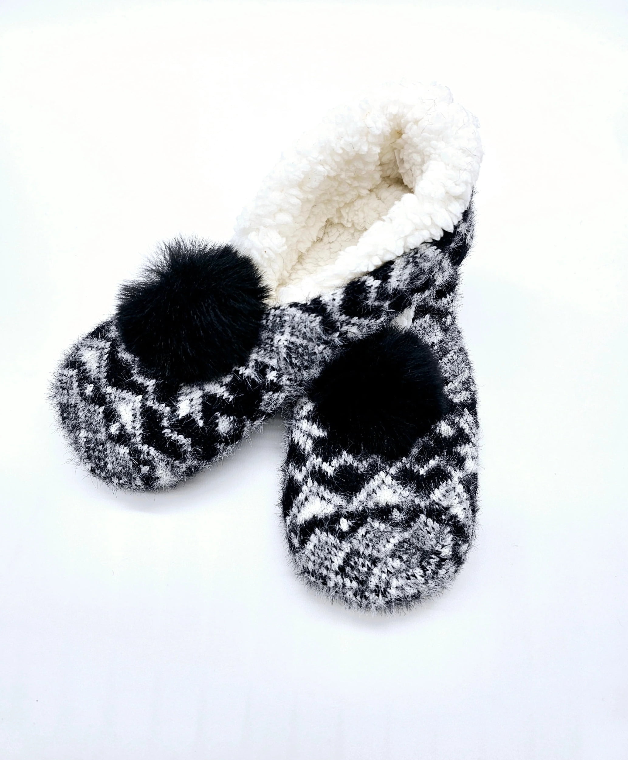 Snuggle Feet Women's Comfy Sherpa Lined Indoor Pom Pom Slippers, Hairy