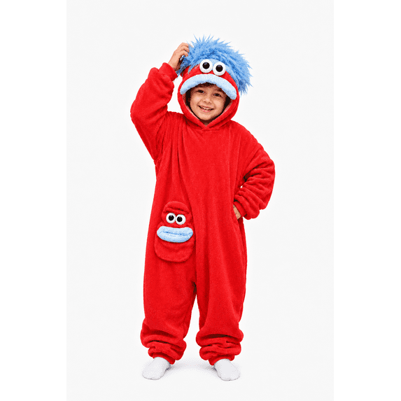 Snuggle Goof Onesie - Funny Big Mouth Monster Onesie, Snuggle Monster Pajamas with Pocket