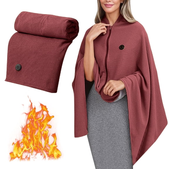 Snuggle Heat Shawl for Women Rechargeable Cordless USB Heated Wrap Portable