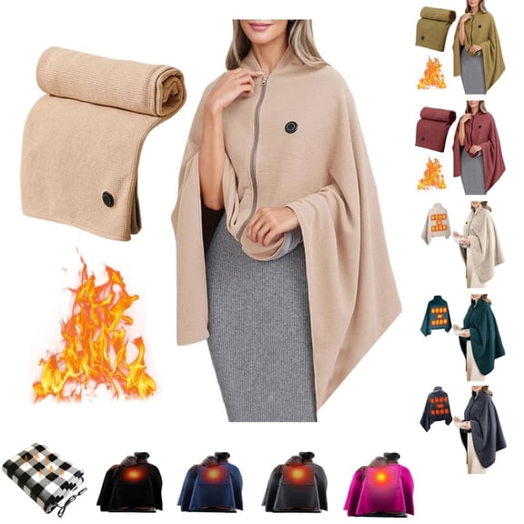 Snuggle Heat Shawl for Women Rechargeable Cordless USB Heated Wrap Portable