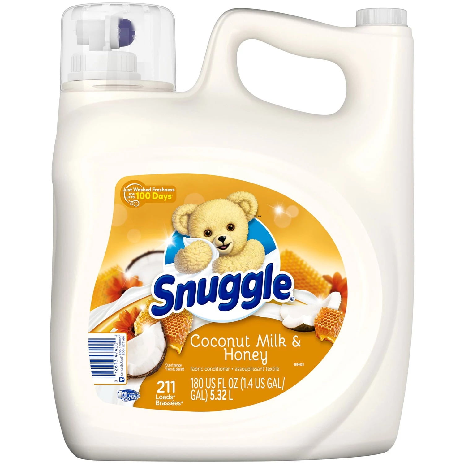 Snuggle Liquid Fabric Softener, Coconut Milk & Honey, 180 Fluid Ounce (211 Load)