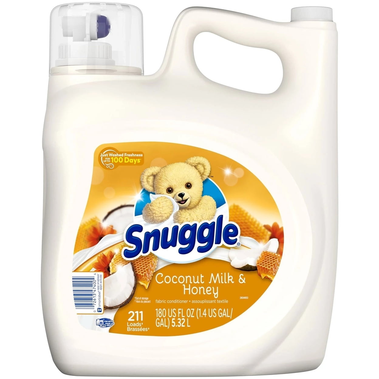 Snuggle Liquid Fabric Softener, Coconut Milk & Honey, 180 Fluid Ounce
