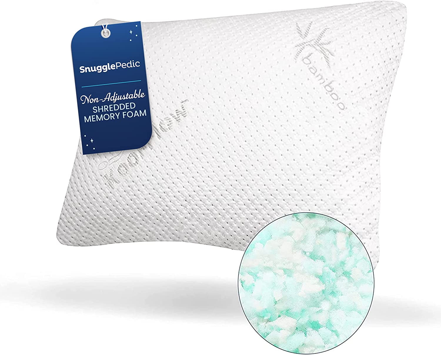 Snuggle-Pedic Adjustable Cooling Pillow - Shredded Memory Foam Pillows for  Side, Stomach & Back Sleepers - Fluffy or Firm - Keeps Shape - College Dorm  Room Essentials for Girls and Guys - King