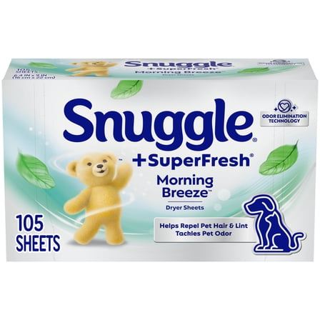 Snuggle Plus SuperFresh Fabric Softener Dryer Sheets with Static Control and Odor Eliminating Technology, Original, 105 Count