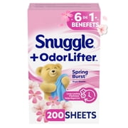 Snuggle  OdorLifter Dryer Sheets with Static Control and Odor Eliminating Technology, Spring Burst, 200 Count