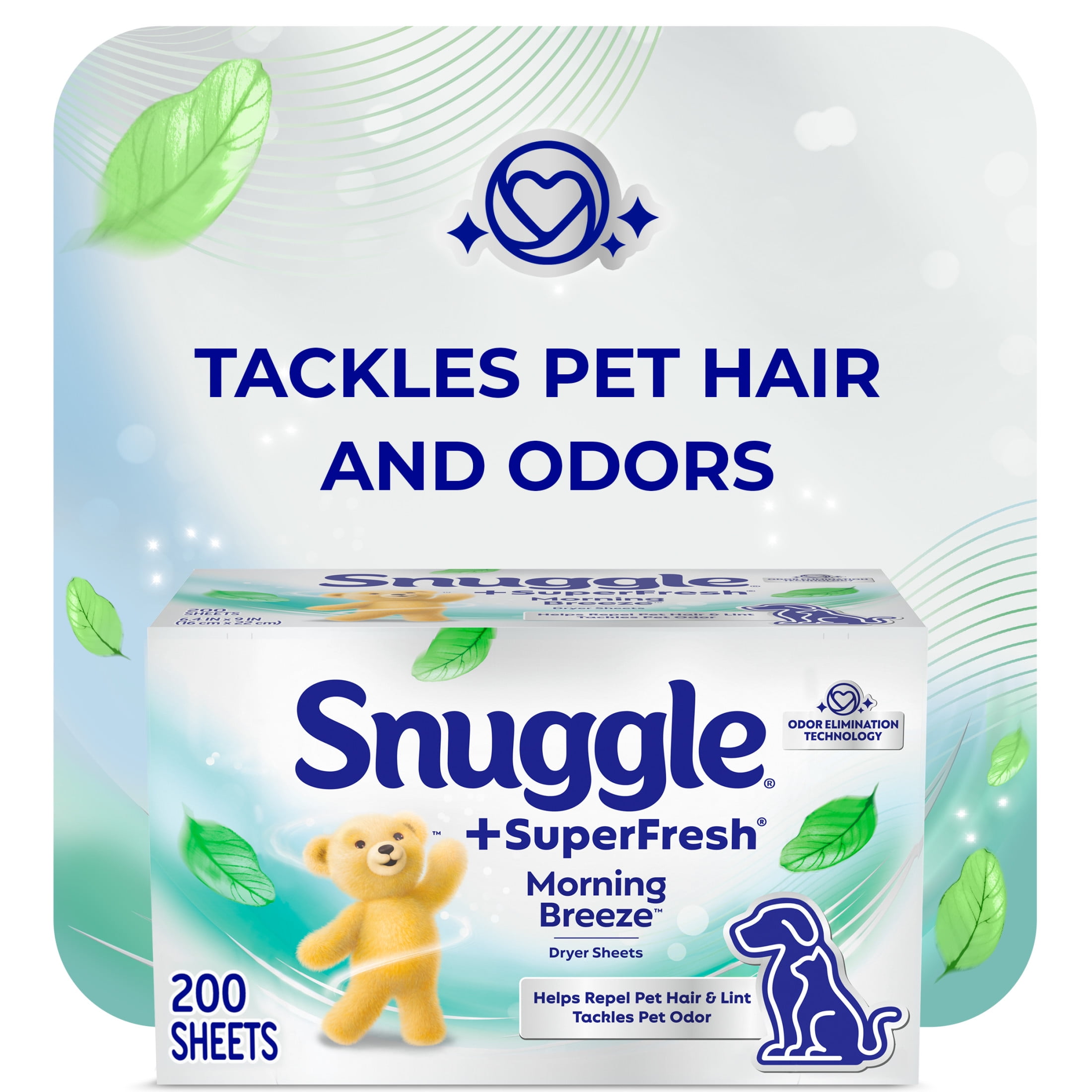 Snuggle Plus SuperFresh Fabric Softener Dryer Sheets with Static Control and Odor Eliminating Technology, Original, 200 Count