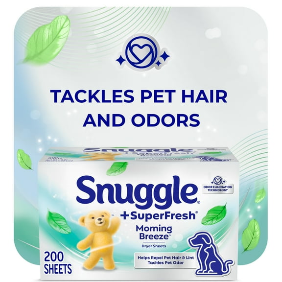 Snuggle Plus SuperFresh Fabric Softener Dryer Sheets with Static Control and Odor Eliminating Technology, Original, 200 Count