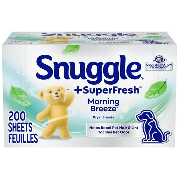 Snuggle Plus SuperFresh Fabric Softener Dryer Sheets with Static Control and Odor Eliminating Technology, Original, 200 Count