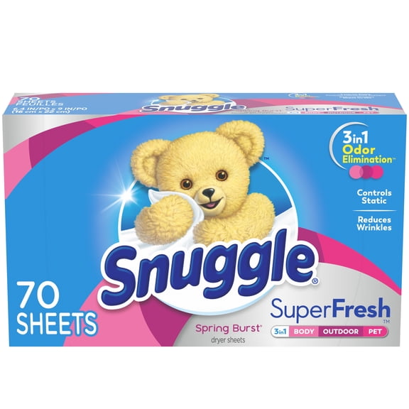 Snuggle Plus SuperFresh Original Dryer Sheets with Static Control and Odor Eliminating Technology, Spring Burst, 70 Count