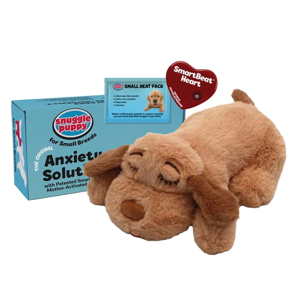 Snuggle Puppy Junior Heartbeat Puppy Toy - Heartbeat Puppy for Dogs - Pet Anxiety Relief and Calming Aid - Comfort Dog Toy - Behavioral Training and Sleep Aid Cuddle Buddy - Biscuit