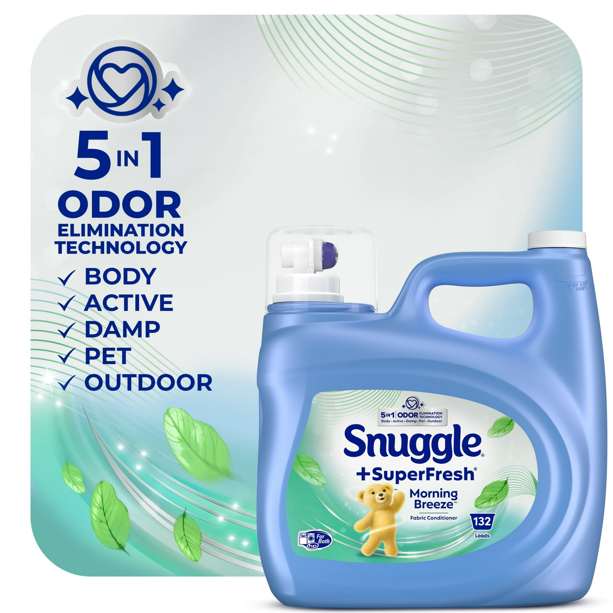 Snuggle SuperFresh Liquid Fabric Softener with Odor Eliminating Technology, Morning Breeze, 117.9 oz, 132 Loads