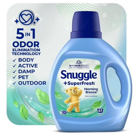 Snuggle SuperFresh Liquid Fabric Softener with Odor Eliminating Technology, Morning Breeze, 59.8 oz, 67 Loads