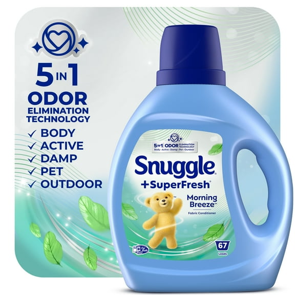 Snuggle SuperFresh Liquid Fabric Softener with Odor Eliminating Technology, Morning Breeze, 59.8 oz, 67 Loads