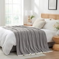 thumbnail image 1 of Snuggle Sac Fuzzy Reversible Microfiber Throw Blanket,Ultra Soft Knit Throw,Gray,50*60", 1 of 5
