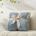 thumbnail image 1 of Snuggle Sac Heather Blue Throw Blanket for Couch, Ultra Soft Microfiber Knitted Blanket Cozy Warm Blankets, Blue, 50x70 inches, 1 of 5