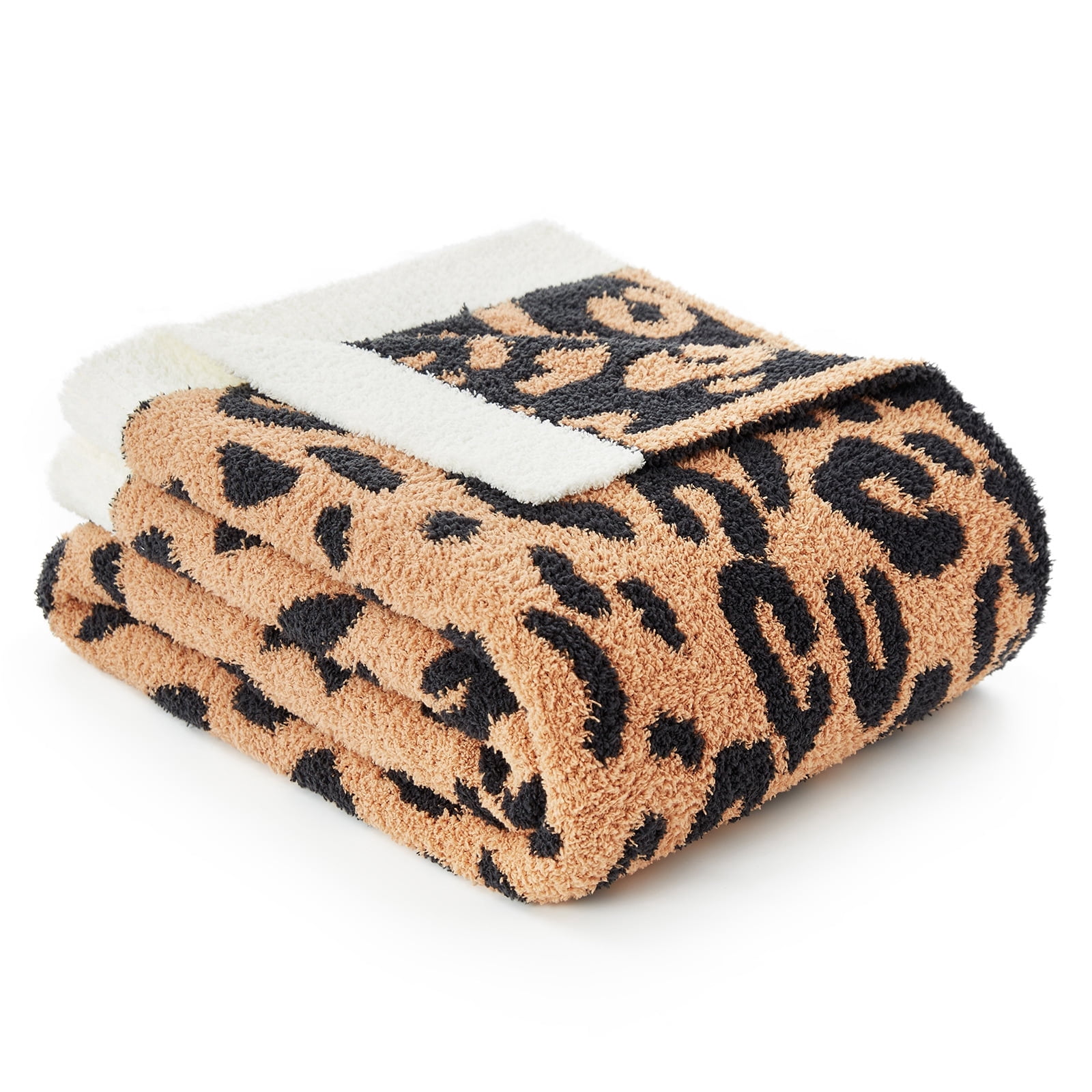 Snuggle Sac Modern Black Leopard Knitted Throws, 50" x 60"