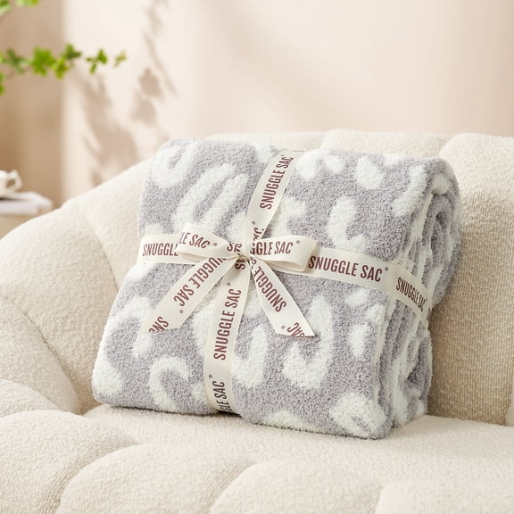 Snuggle Sac Leopard Throw Blanket for Couch,Ultra Soft Microfiber Knitted Blanket Cozy Warm Blankets