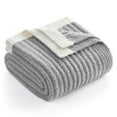 thumbnail image 1 of Snuggle Sac Reversible Ribbed Throw Blanket Fuzzy Knit Blanket for All Season, Gray, 50*60", 1 of 5