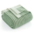 thumbnail image 1 of Snuggle Sac Reversible Ribbed Throw Blanket Fuzzy Knit Blanket for All Season, Green, 50*60", 1 of 6