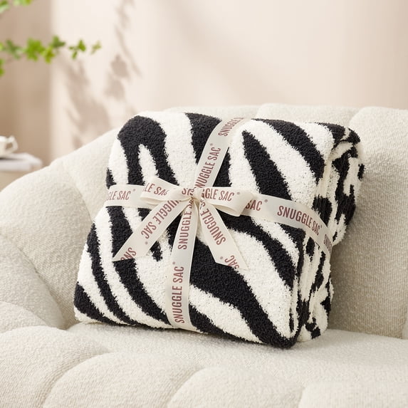 Snuggle Sac Zebra Animal Print Throw Blanket Knitted Blanket Cozy Soft Blankets for Couch
