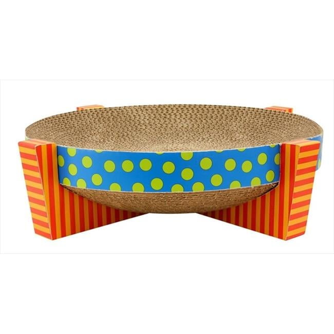 Colorful Corrugated Cardboard Cat Scratcher with Catnip