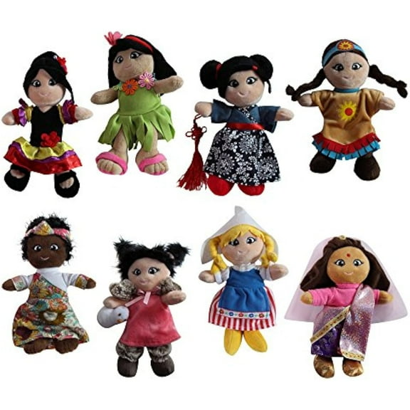 Snuggle Stuffs Soft Plush Around The World 8" Dolls, 8 Pack