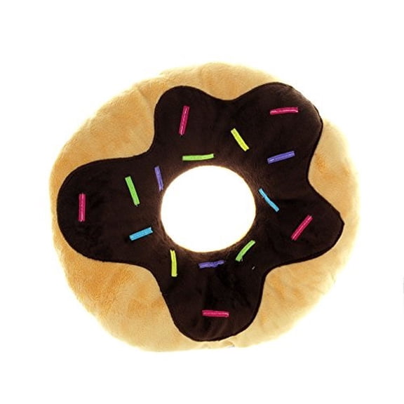 snuggle stuffs sprinkles donut 14" plush throw pillow (chocolate)