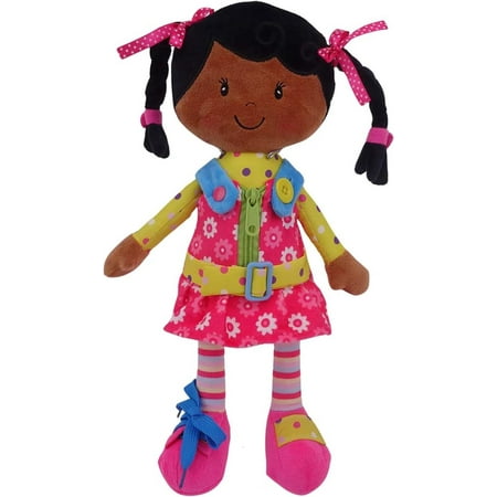 Snuggle Stuffs Sugar Snap Plush Learn to Dress Doll for Toddlers - 15" - Doll for 2 Year Old Girl - Montessori Doll