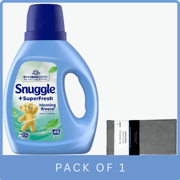 Snuggle SuperFresh Liquid Fabric Softener Morning Breeze 35.7 oz, 40 Loads with Microfiber Solid Color Towel by BundleEase