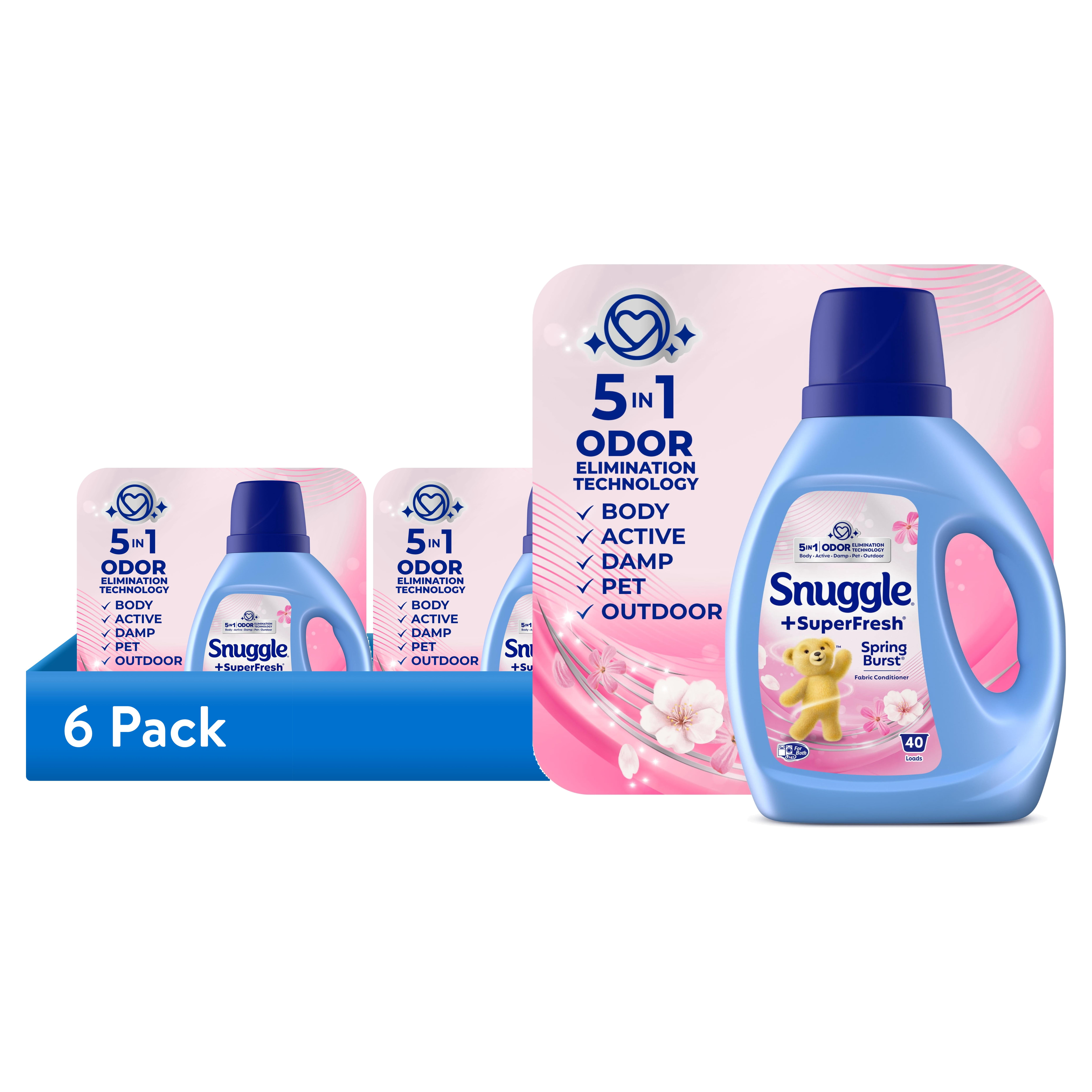(6 pack) Snuggle SuperFresh Liquid Fabric Softener, Odor Eliminating, Spring Burst, 40 Loads