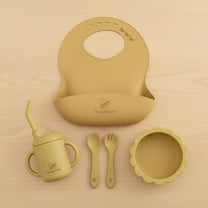 SnuggleLeaf Silicone Baby Feeding Set - BPA Free, Waterproof Silicone Infant Bib, Complete Kid's Mealtime Kit with Suction Bowl, 5 Piece