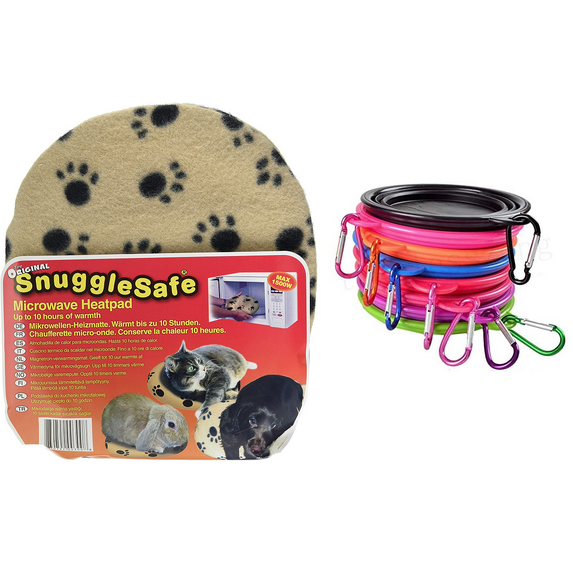 SnuggleSafe Heating Pad with Pet Bowl, Microwavable Pet Warmer Pad, 2-Pack