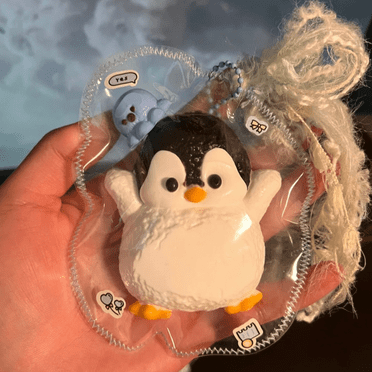 SnuggleSprout Handmade Taba Squishy Penguin Silicone Squeeze Toy, Stress Relief Squishies Toy