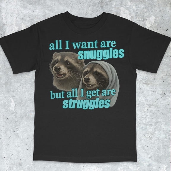 Snuggles And Struggles Shirt - Cursed Cat, Funny Shirt, Ironic Shirt, Cat Lover Gift, Oddly Specific, Cursed, BLACK Unisex S-5XL Hot Trending Shirt, Vintage Birthday Gift