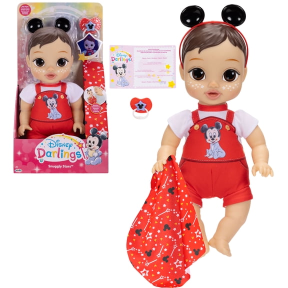 Disney Darlings Snuggly Stars Feature Baby Doll Inspired By Mickey Mouse Brunette Hair, Brown Eyes