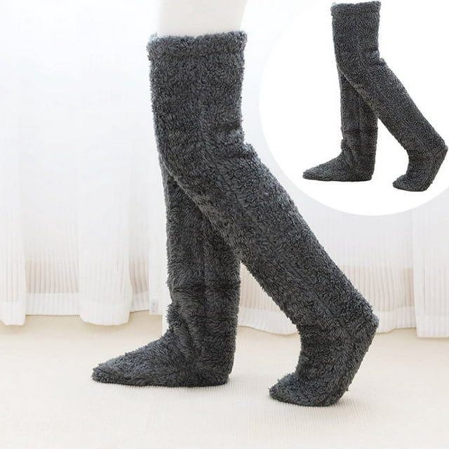 Snuggs Cozy Socks, Over Knee High Fluffy Socks Plush Slipper Stockings ...