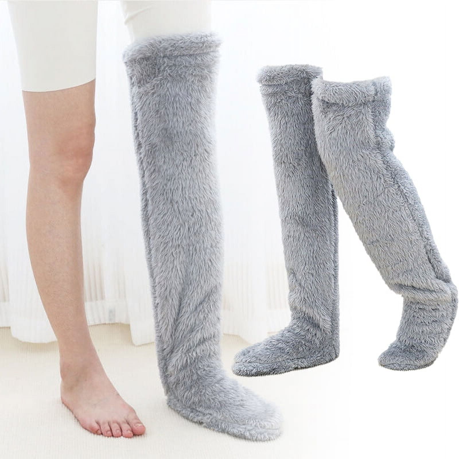 Snuggs Cozy Socks, Over Knee High Fluffy Socks Plush Slipper Stockings ...