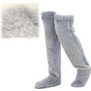 HOLYTIMBER Snuggs Cozy Socks,Snugglepaws Sock Slippers,Snuggs Footwear,Knee High Fuzzy Socks,Knee High Slippers,Snuggs Long Socks，Fuzzy Socks for Women，Snuggs Cozy Socks Thigh High-Blue