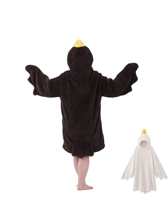 Snuggy Duck Onesie – Oversized Duck Pajamas, Thick Coral Fleece Cozy Hoodie, Big White Goose Wearable Blanket, Quirky Couples Hoodie Onesie