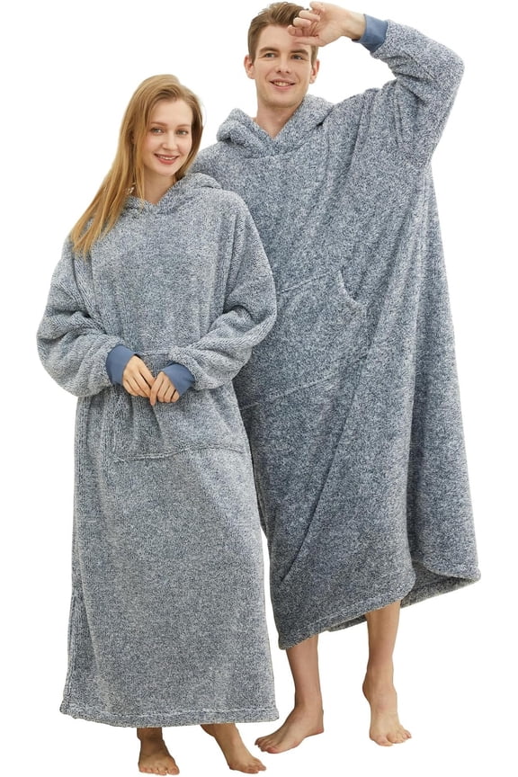 Snuggy Hooded Blanket for Adult, Wearable Blanket Hoodies for Women & Men Warm Cozy Sherpa Sweatshirt with Giant Pocket
