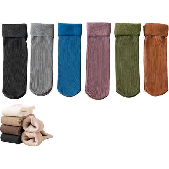 Snugly Velvet Winter Thermal Socks - 6-Pack Ultra Soft Fleece Lined Warm Socks for Women & Men, Cold Weather Thermal Socks