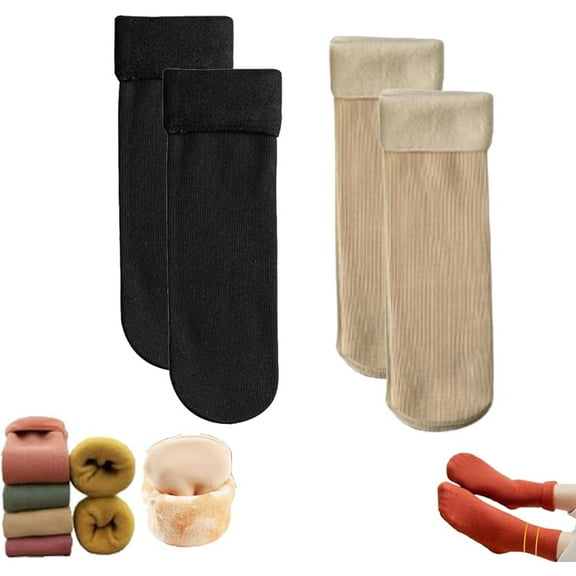 Snugly Velvet Winter Thermal Socks,Luviess Thickened Soft Fleece Cozy Lined Warm Socks for Cold Weather