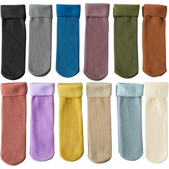 Snugly Velvet Winter Thermal Socks, Ultra Soft Thermal Socks for Men & Women - 6/12 Pairs Plush Fleece Lined Warm Socks for Cold Weather Indoor Outdoor Use