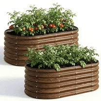 SnugNiture 2-Pack 4x2x1.5 ft Galvanized Raised Garden Bed, Outdoor Metal Planter Box for Vegetables, Brown